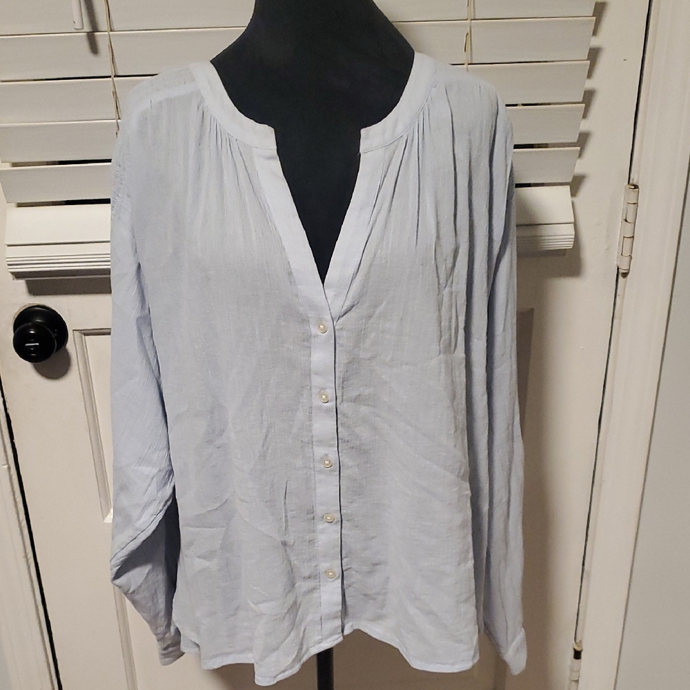 Loft Soft Blue Button-Down Shirt - image 1